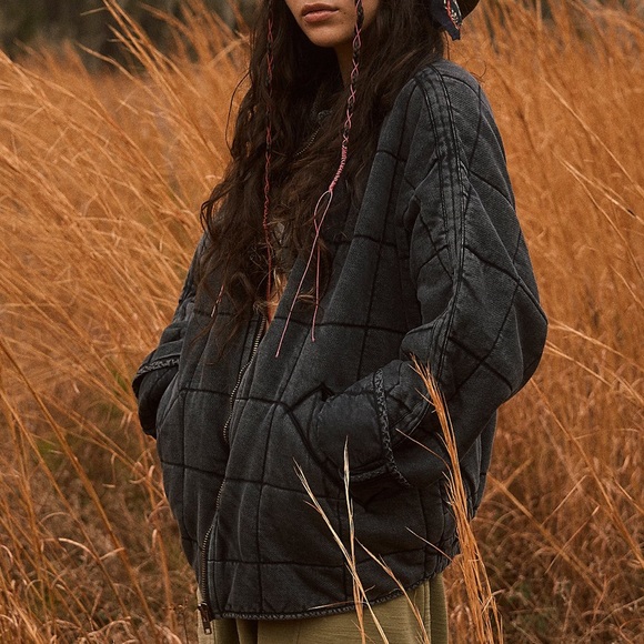 SOLD • free people dolman quilted jacket oversized multi season coat - Picture 2 of 8